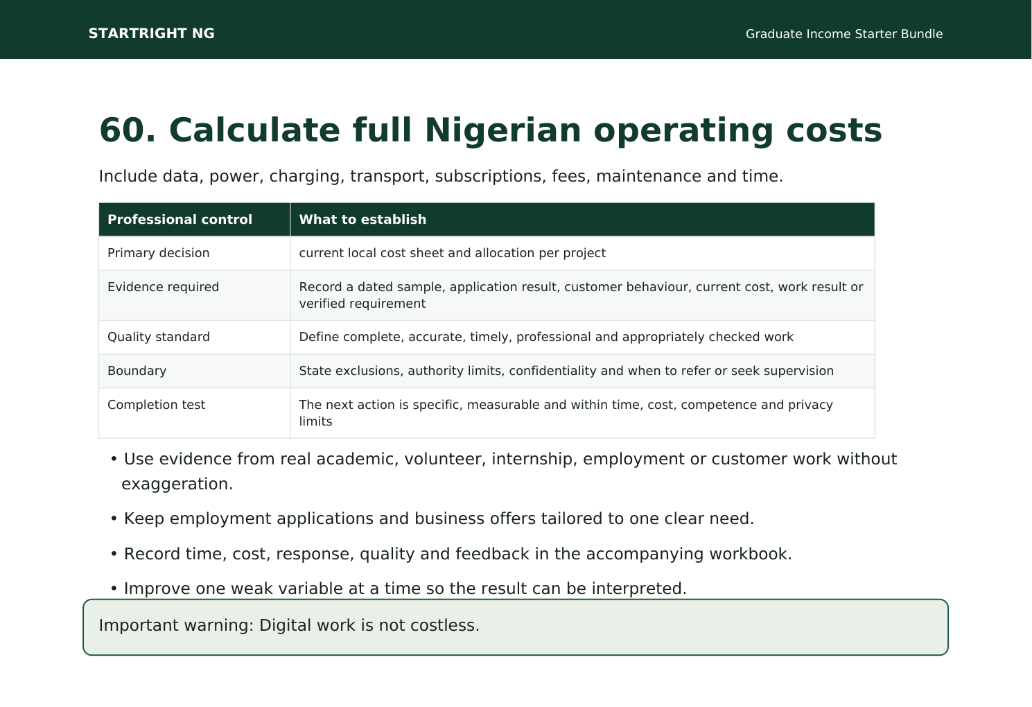Preview page: Full Nigerian operating-cost calculation