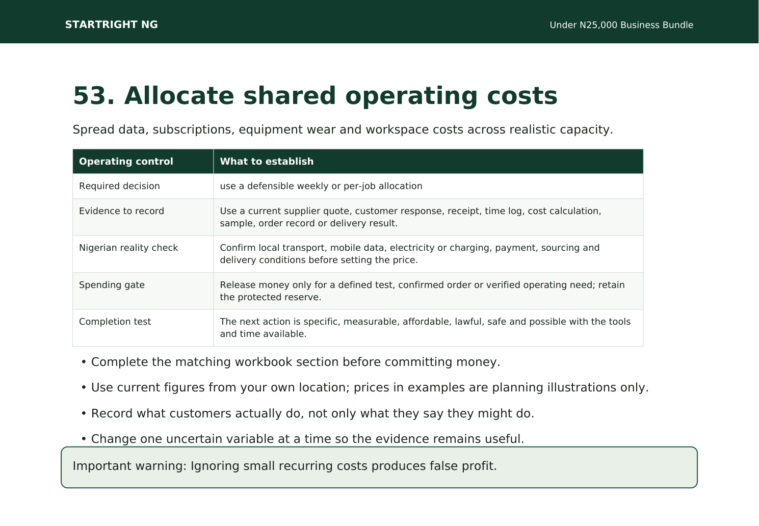Preview page: Shared operating-cost calculator