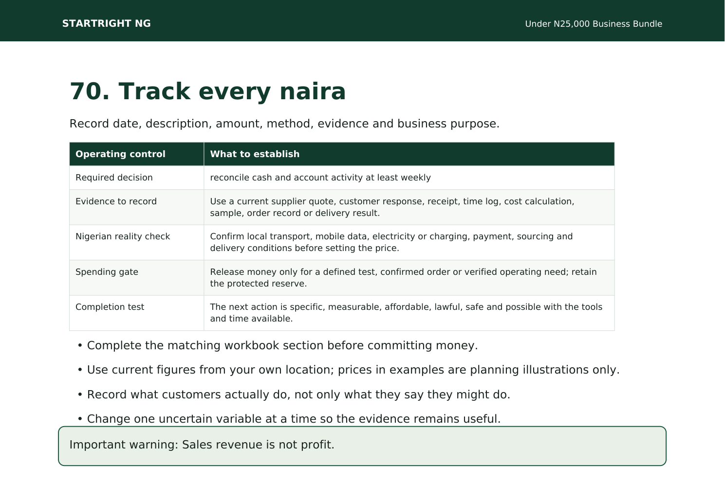 Preview page: Every-naira business tracker